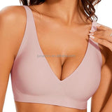 Deep V Padded Seamless Bralette Womens Bra Comfortable Back Closure Wireless Comfort Jelly Bras