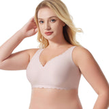 Wave Steel Ring and Gathered Design to Prevent Sagging Women's Seamless Jelly Large Size Bra