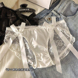Women's Tulle Underwear Japanese-Style Pure Seductive Bow-Knot Sexy Low-Waist Thin Semi-Transparent Lace ODM Thong Pants