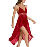 Sexy Lingerie Nightclub V-Neck Backless Sleeveless Strap Dress Polyester Lace Young Women