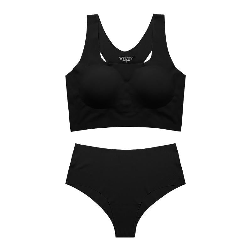 Hot Sale Push up Top Support Vest Type Lingerie Briefs Set Women's I-shaped Back Seamless Wireless Sport Bra Set