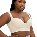 Women's Plus Size Push-Up Bra with Full Back Coverage Solid Pattern Deep Cup-for Hiding Back Fat Smooth Bra