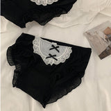 Japanese-Style Comfortable Sexy Maid-Style Lace Low-Waist Allure Pure-and-Cute Black Girl's
