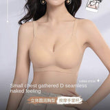 Women's Soft Support Bras Thin-Thickness Solid Palm-Style Large Fixed Cup No-Steel Ring Anti-Sagging Upper Support No-Trace