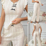 European American Style Sexy Hollow Out Strapless Women's Spandex Lace Pajamas Spring Summer High-end Homewear