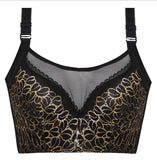 Comfortable Thin Lace Embroidered Women's Bra High Collar Plus Size Seamless Push-up Front Closure Sexy Underwear