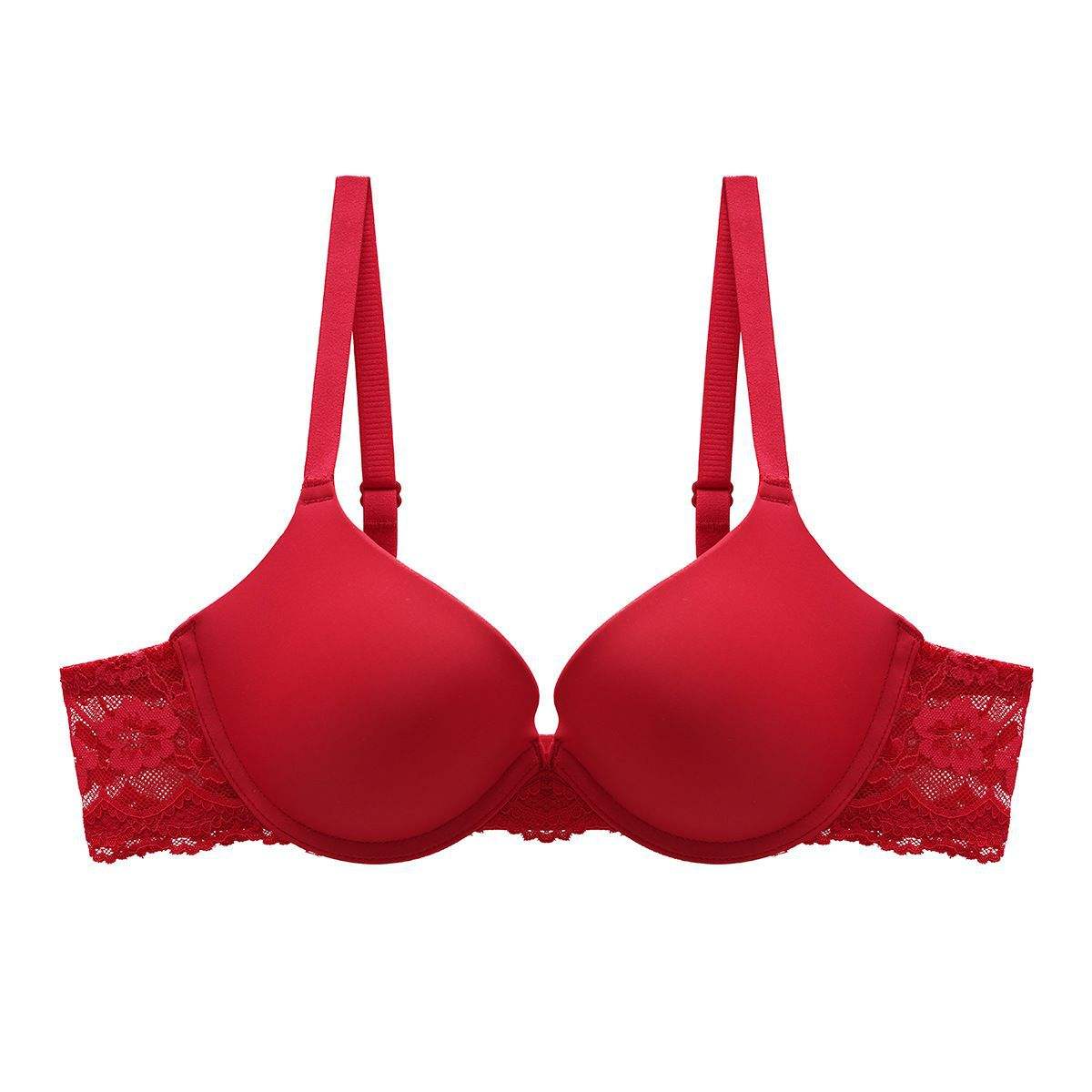 Smooth Traceless Bra with Lace Accents - Women's Soft Underwire Medium Padding for Small-Bust Shaping & Cup Boost