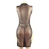 Lingerie Sheer See-Through Sleeveless Sexy Womens Slim-fit Alluring Long-slit Cheongsam Pajamas Spring