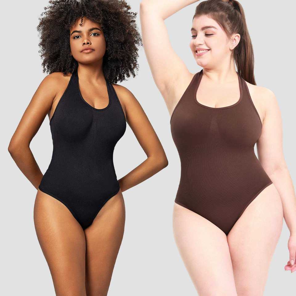 Women's Fashion Sleeveless Backless Vest Halter Shapewear Seamless Tight Bodysuit