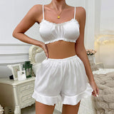 Women's Pajama Set Spring Summer Cloud Cotton High-End Solid Color Robe and Pants Two-Piece Homewear Bubble Yarn