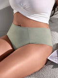 Underwear Multicolor Breathable Solid Color Style Mid-waist Glossy Women's Briefs Underwear Fashionable Underwear