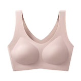 Seamless Wire Free Solid Full Cup Sports Bra Women's Sizeless Big Chest Looks Smaller Thin Beautiful Back