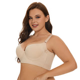 Plus Size Smooth Surface Non-marking Underwear Women's Eight-breasted Adjustable Bra Full Back Coverage Push up Bra