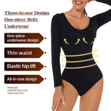 Plus Size Women Sexy Tight Bodysuit Long Sleeve Tummy Control Shapewear