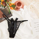 Women's Sexy Low-Rise Ultra-Thin Transparent Thong Delicate StrapsLace T-Back Anti-Bacterial Jacquard Weave for Breathable