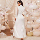 Imitated Silk Night Gown Satin Loungewear Lace Women's Sleepwear
