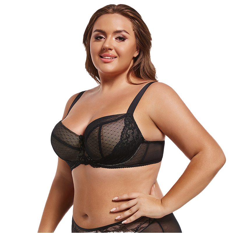Women's Sexy Beautiful Back European American Plus Size Underwire Bra Adjustable Shoulder Straps Front Breathable Soft