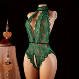 Open-Crotch Strapless Lace Nylon Bodysuit Tight-Fitting European American