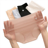Embroidered Transparent Ice Silk Underwear Women's Nude-feel Mulberry Silk Antibacterial Crotch One-piece Mid-rise