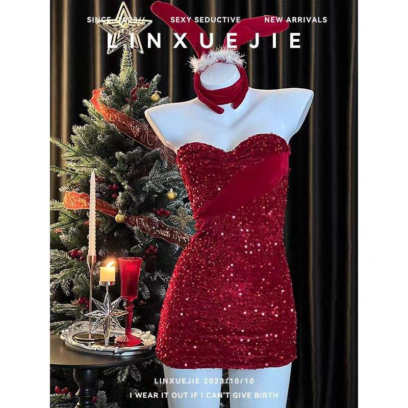 Hot Ladies Shining One Piece Adjustable Sexy Dress Women Red Dress
