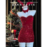 Hot Ladies Shining One Piece Adjustable Sexy Dress Women Red Dress