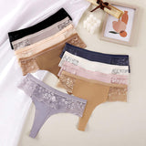 Quick Dry Solid Color Breathable Comfortable Low Waist Underwear Elastic Panties Ladies Thong Lace Panty