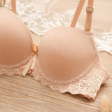 Japanese Style Bra for Teen Girls - Medium-Thin Padded Solid Color Smooth Cup with Sexy Lace Ideal for College Students