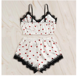 Fast Delivery One-Stop Service Hot Sale Women Pajamas Satin Lace Sleepwear Heart Sexy Sleepwear