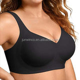 Plus Size Wireless Seamless Push up Bra - Full Coverage Moisture Wicking Fabric with Five Hook-and-eye Closure for Women Bra