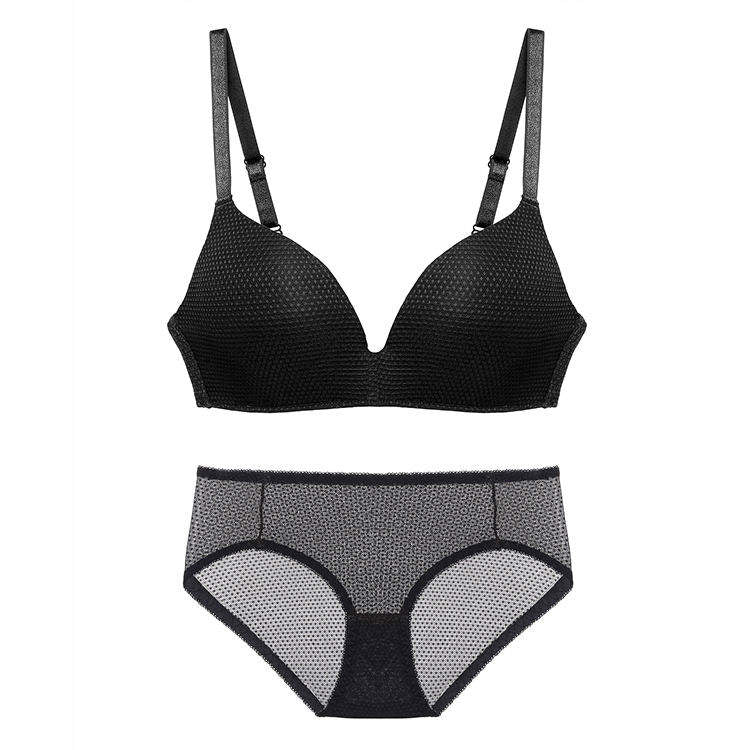 Lady's Comfortable Lightweight Lace Bra Bikini Panties Sexy Seamless Daily Wear Feather Upgraded Everyday Gathered Underwear