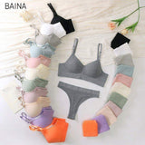 New Ladies Bra Adjustable Buckle Party Sexy Thong Suit Women's Underwear Set Comfortable Seamless T-Back