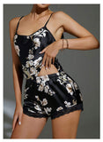 New European and American Cross-Border Sexy Shorts & Nightdress Set Printed Camisole Two-Piece Pajamas Loungewear