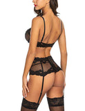 Sexy Lace Pattern 3-Piece Mesh Lingerie Set with Camisole for Women Summer Style