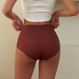 Plus Size Seamless Breathable Mid Rise Cheeky Cute Printed Women's Panty Ladies Ice Silk Panties