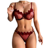 Floral Embroidered Bra and Panty Set Women's Underwear Sexy Lingerie