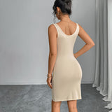 Manufacture Summer Women U Neck Sexy Clubwear Backless Boob Slip Dress Elegant Ladies Split Sling Dresses
