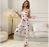 Chic Women’s Ribbed Heart Cami & Pants Set – Versatile 2-Piece Loungewear for Home & Streetwear