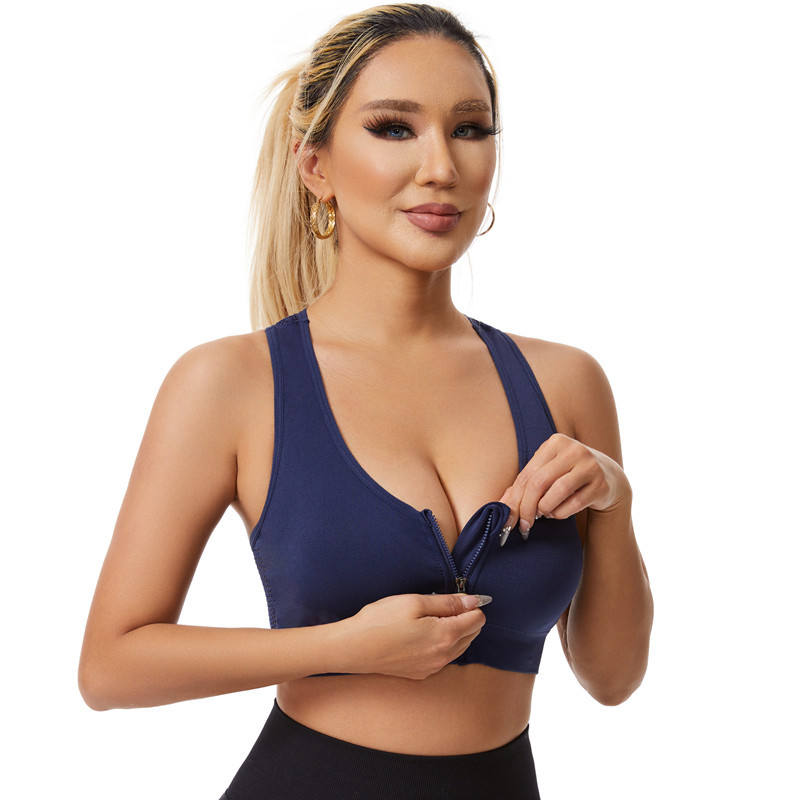 High Quality Women's Front Zipper Yoga Sports Bra Large Sized Sports Fitness Underwear
