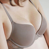 Smooth Traceless Bra with Lace Accents - Women's Soft Underwire Medium Padding for Small-Bust Shaping & Cup Boost