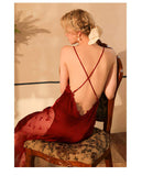 Open High Fork Nightdress Long Honeymoon Bride Nightgown Women's Loungewear Sexy Nightwear