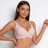 Seamless Deep V Jelly Bra for Women Wireless Thin & Sexy No-Underwire Bras Invisible Underwear with Leopard Print
