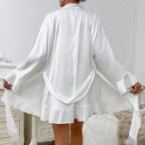Women's Pajama Set Spring Summer Cloud Cotton High-End Solid Color Robe and Pants Two-Piece Homewear Bubble Yarn