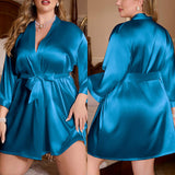 New Cross Border Pajamas for Women Plus-size Robe Loose and Comfortable Bathrobe Ice Silk Loungewear
