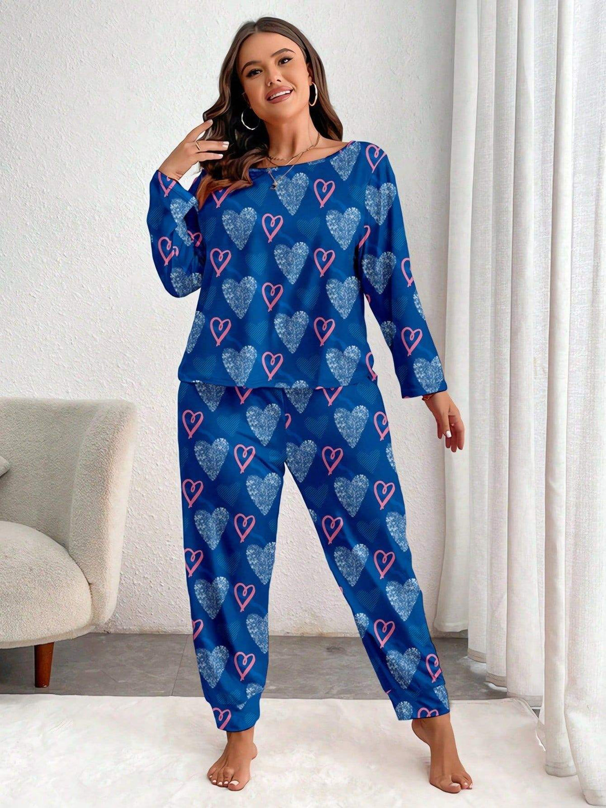 European American Autumn New Style Cotton Stretch Breathable Plus Size Women's Homewear Long Pants V-neck