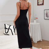 Manufacture Price Hot Selling Black Tight Strappy Sleeveless Shaping Skirt Slimming Long Slip Dress for Women