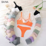 New Ladies Bra Adjustable Buckle Party Sexy Thong Suit Women's Underwear Set Comfortable Seamless T-Back
