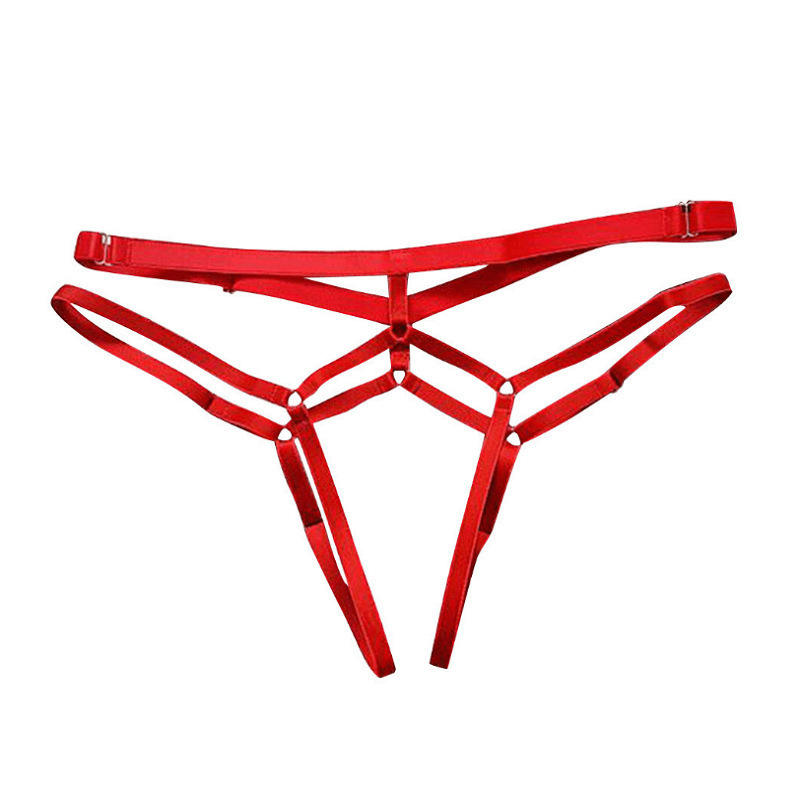 European American Low-Rise Open Crotch Panties Women Transparent Hip-Lifting Lace-up Thong