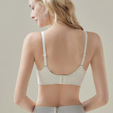 Pure Desire Women's Comfortable Wire-Free Large Chest Anti-Sagging Solid Small V-Neck Traceless Breathable