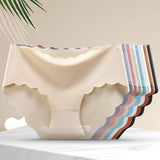 Hot-Selling Ice Silk Seamless One-Piece Underwear Women Comfortable Mid-Rise Nylon Cotton Crotch Girls' Thongs Plus Size