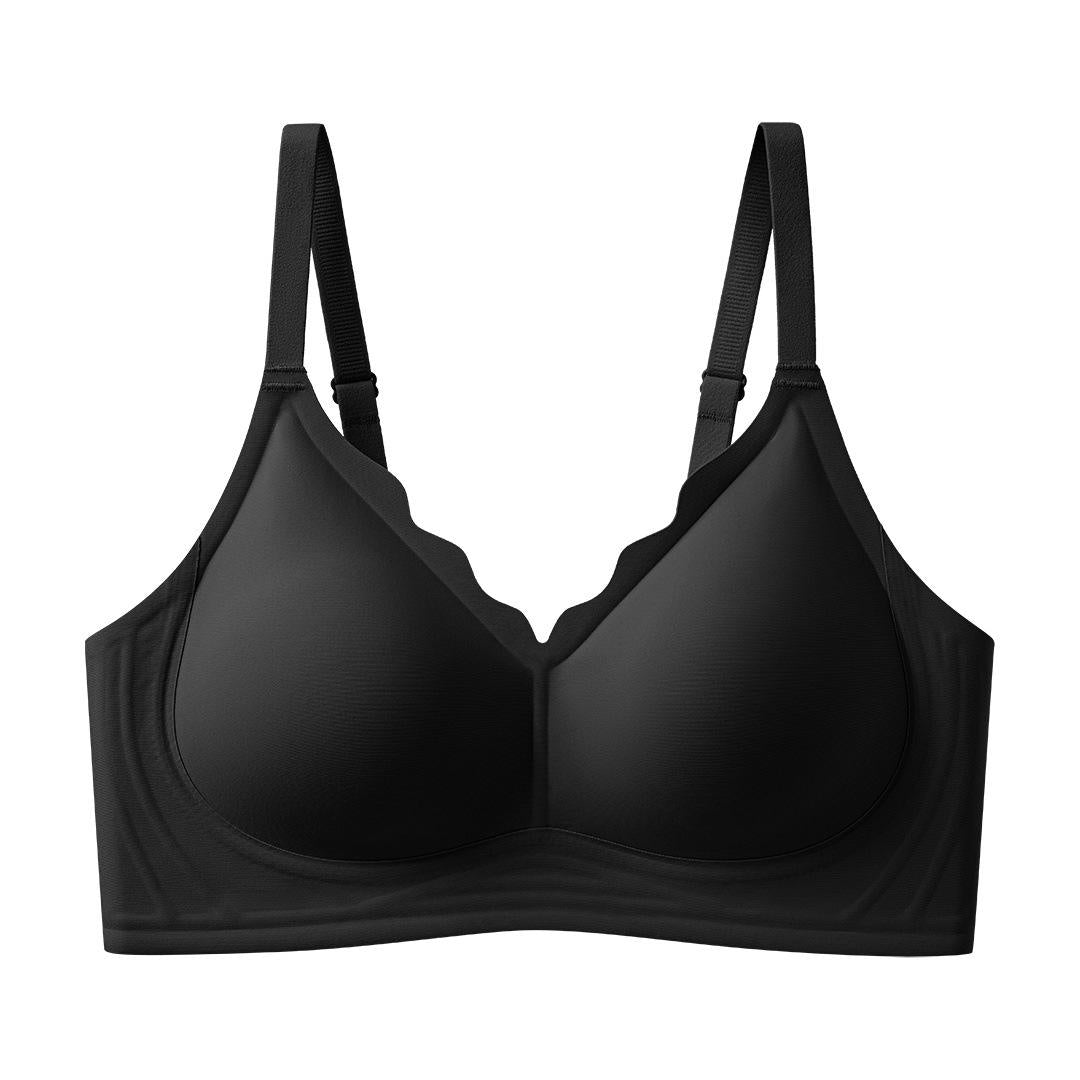 Womens Seamless Jelly Bras No Underwire Supportive Wireless Push up Full Coverage Bralette Comfort Scalloped T-Shirt Bra